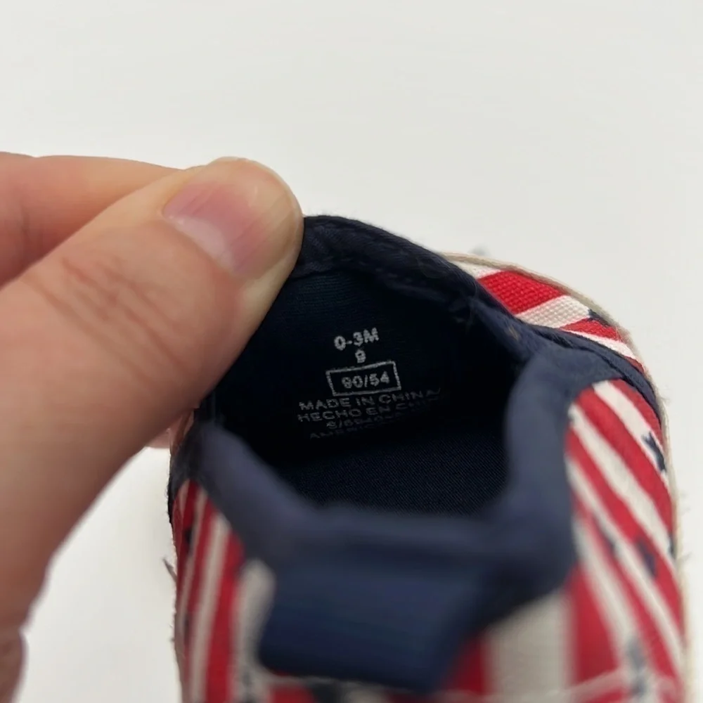 Old Navy patriotic red white and blue canvas sneakers size 0-3 months